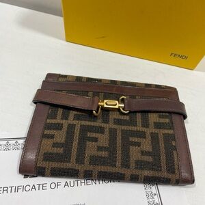 Authentic vintage FENDI canvas leather zuccino wallet w/ certificate and box